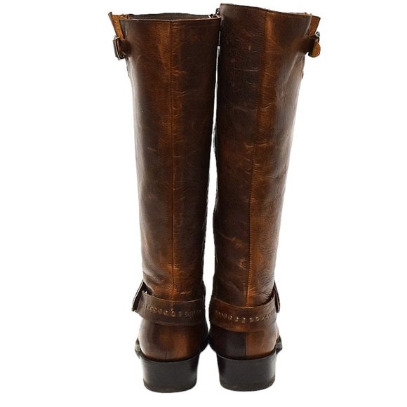 Sonora Distressed Brown Leather Zip Up Buckle Cowboy Boots - Picture 8 of 12